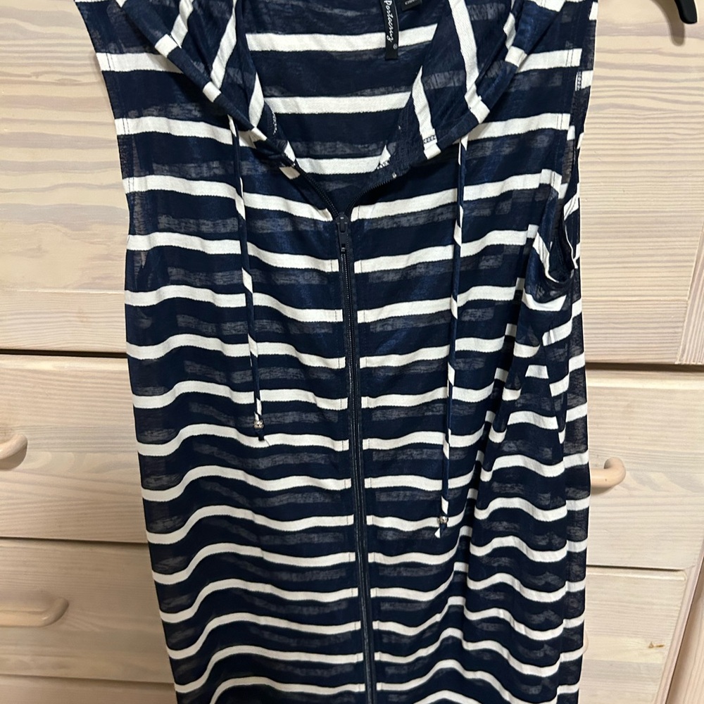 Navy and White Striped Swim Coverup